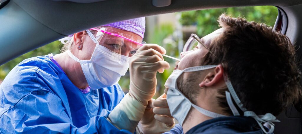 Man getting a covid test